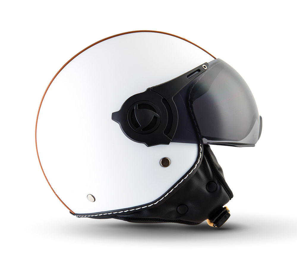 H44 Vintage White Jethelm MOTO Helmets