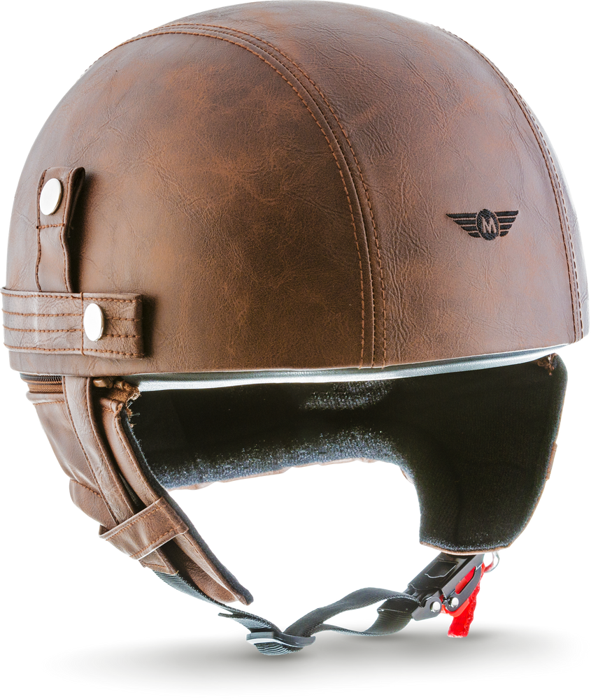 D22 Leather Brown Braincap MOTO Helmets